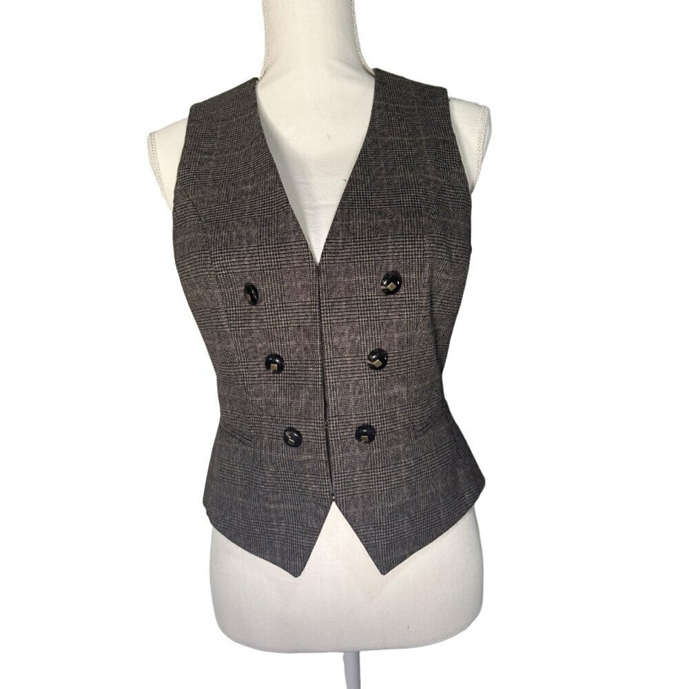 Antonio Melani Houndstooth Vest - Desert Beige & Black - Size 4 - Quiet …
